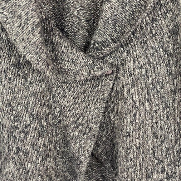 HINGE Knit Shawl Collar Oversized Cardigan Gray Marled Single Button Small - Picture 2 of 10